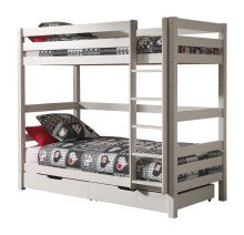 Etagenbett >PINO< in Kiefer massiv weiss lackiert -...