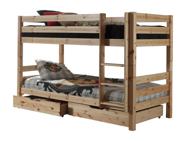 Etagenbett >PINO< in Kiefer massiv natur lackiert - 210x140x105 (BxHxT)