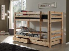 Etagenbett >PINO< in Kiefer massiv natur lackiert - 210x140x105 (BxHxT)