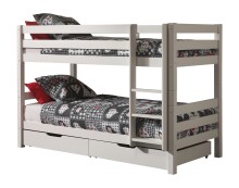 Etagenbett >PINO< in Kiefer massiv weiss lackiert -...