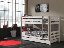 Etagenbett >PINO< in Kiefer massiv weiss lackiert - 210x140x105 (BxHxT)