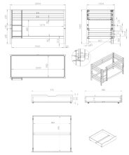 Etagenbett >PINO< in Kiefer massiv weiss lackiert - 210x140x105 (BxHxT)