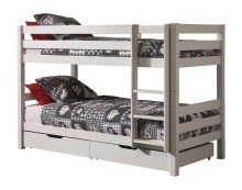 Etagenbett >PINO< in Kiefer massiv weiss lackiert -...