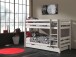 Etagenbett >PINO< in Kiefer massiv weiss lackiert - 210x140x105 (BxHxT)