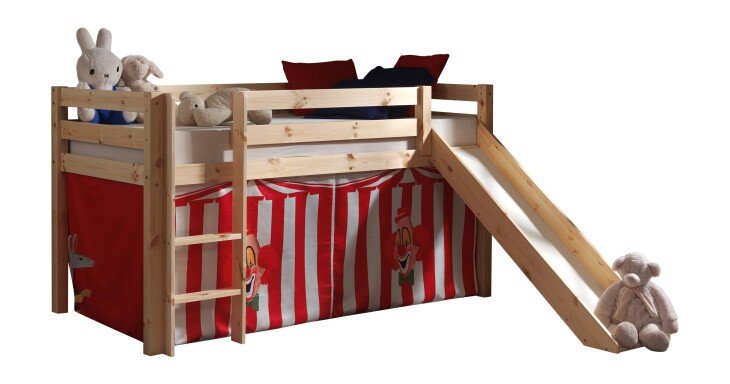 Spielbett >PINO< in Kiefer massiv natur lackiert - 210x114x218 (BxHxT)