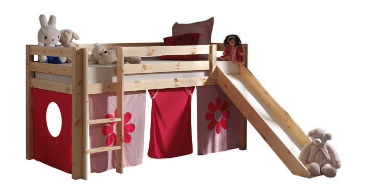 Spielbett >PINO< in Kiefer massiv natur lackiert - 210x114x218 (BxHxT)
