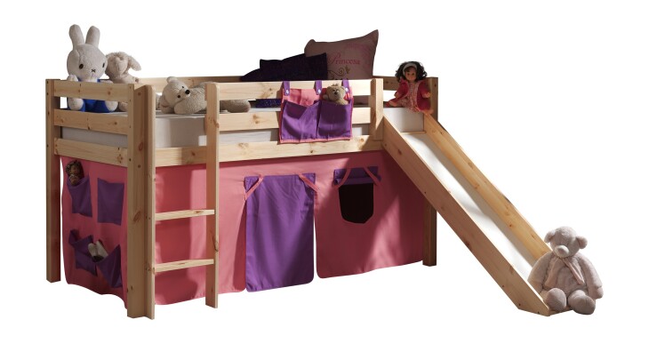 Spielbett >PINO< in Kiefer massiv natur lackiert - 210x114x218 (BxHxT)