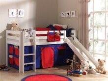 Spielbett >PINO< in Kiefer massiv weiß lackiert - 210x114x218 (BxHxT)