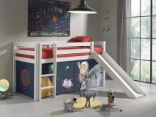 Spielbett >PINO< in Kiefer massiv weiß lackiert - 210x114x218 (BxHxT)