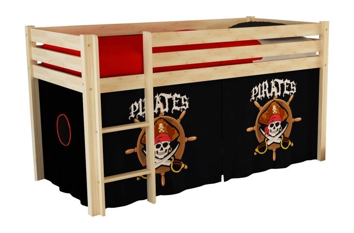 Spielbett >PINO< in Kiefer massiv natur lackiert - 210x114x106 (BxHxT)