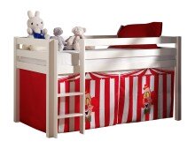 Spielbett >PINO< in Kiefer massiv weiss lackiert -...