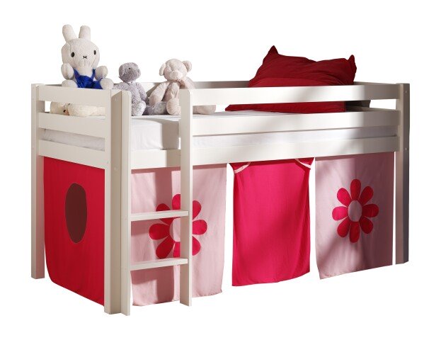 Spielbett >PINO< in Kiefer massiv weiss lackiert - 210x114x106 (BxHxT)