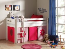 Spielbett >PINO< in Kiefer massiv weiss lackiert - 210x114x106 (BxHxT)
