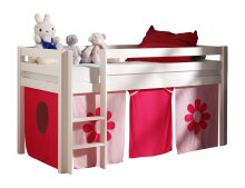 Spielbett >PINO< in Kiefer massiv weiss lackiert -...