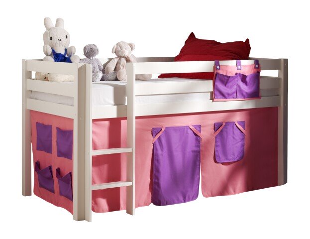 Spielbett >PINO< in Kiefer massiv weiss lackiert - 210x114x106 (BxHxT)