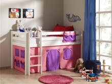 Spielbett >PINO< in Kiefer massiv weiss lackiert - 210x114x106 (BxHxT)