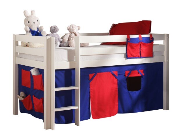 Spielbett >PINO< in Kiefer massiv weiss lackiert - 210x114x106 (BxHxT)