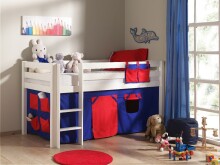 Spielbett >PINO< in Kiefer massiv weiss lackiert - 210x114x106 (BxHxT)