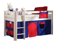 Spielbett >PINO< in Kiefer massiv weiss lackiert -...