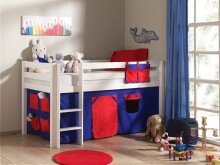 Spielbett >PINO< in Kiefer massiv weiss lackiert -...