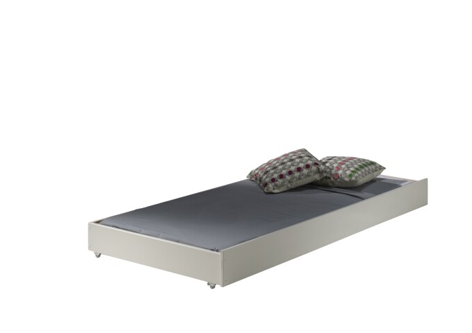 Bettschubkasten >PINO< in Kiefer massiv weiß lackiert - 196x19x94 (BxHxT)