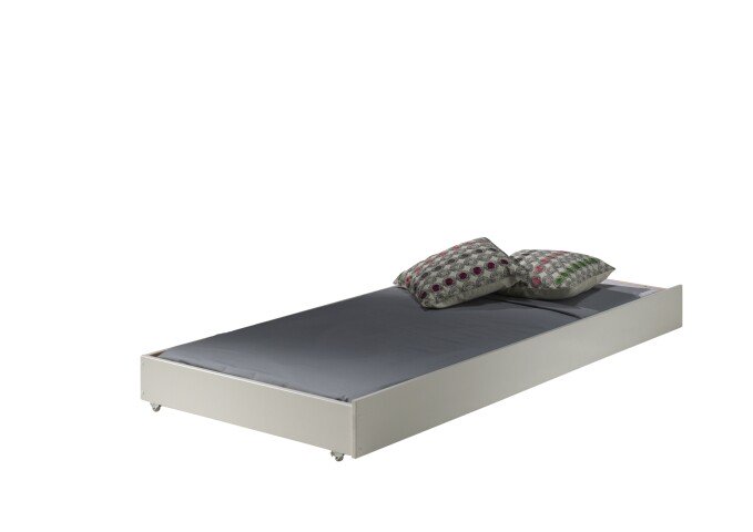 Bettschubkasten >PINO< in Kiefer massiv weiß lackiert - 196x19x94 (BxHxT)
