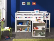 Funktionsbett >PINO< in Bett Kiefer massiv, Beimöbel MDF weiß lackiert