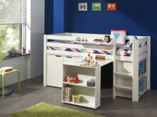 Funktionsbett >PINO< in Bett Kiefer massiv, Beimöbel MDF weiß lackiert
