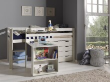 Funktionsbett >PINO< in Bett Kiefer massiv, Beimöbel MDF weiß lackiert