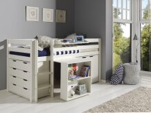 Funktionsbett >PINO< in Bett Kiefer massiv, Beimöbel MDF weiß lackiert