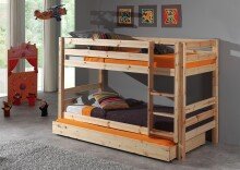 Etagenbett >PINO< in Kiefer massiv natur lackiert - 210x140x105 (BxHxT)