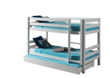 Etagenbett >PINO< in Kiefer massiv weiß...