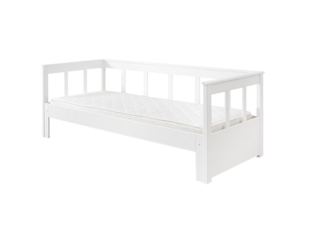 Funktionsbett >PINO< in Kiefer massiv weiß lackiert - 209x80 (BxH)