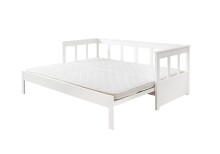 Funktionsbett >PINO< in Kiefer massiv weiß lackiert - 209x80 (BxH)
