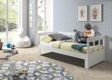 Funktionsbett >PINO< in Kiefer massiv weiß lackiert - 209x80 (BxH)