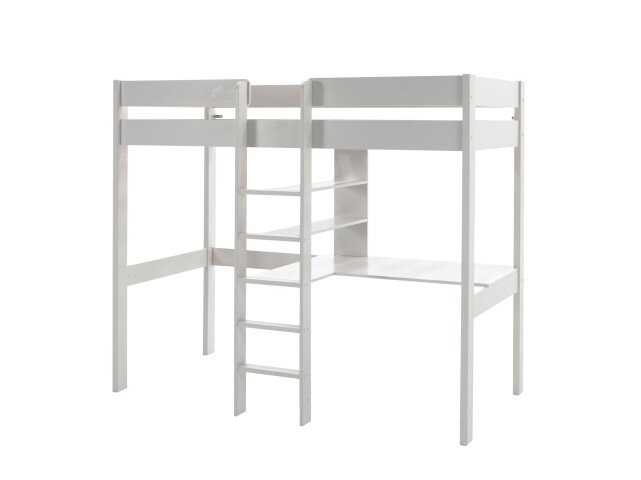 Hochbett >PINO< in Kiefer massiv weiß lackiert - 208x175x105 (BxHxT)