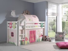 Spielbett >PINO< in Kiefer massiv weiß lackiert - 210x114x106 (BxHxT)