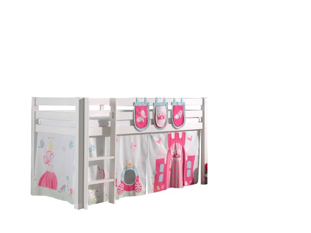 Spielbett >PINO< in Kiefer massiv weiß lackiert - 210x114x106 (BxHxT)