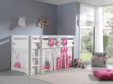 Spielbett >PINO< in Kiefer massiv weiß lackiert - 210x114x106 (BxHxT)