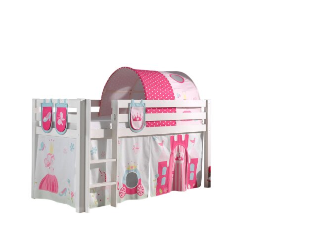Spielbett >PINO< in Kiefer massiv weiß lackiert - 210x114x106 (BxHxT)