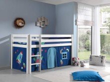 Spielbett >PINO< in Kiefer massiv weiß lackiert - 210x114x106 (BxHxT)