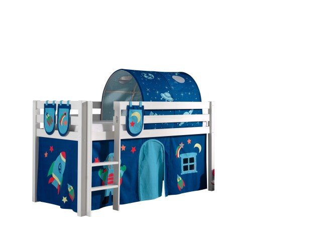 Spielbett >PINO< in Kiefer massiv weiß lackiert - 210x114x106 (BxHxT)