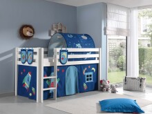 Spielbett >PINO< in Kiefer massiv weiß lackiert - 210x114x106 (BxHxT)