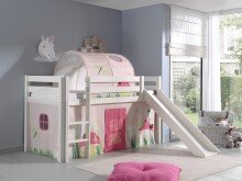 Spielbett >PINO< in Kiefer massiv weiß lackiert - 210x114x218 (BxHxT)