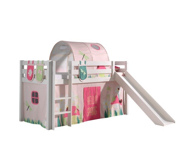 Spielbett >PINO< in Kiefer massiv weiß lackiert - 210x114x218 (BxHxT)