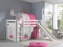 Spielbett >PINO< in Kiefer massiv weiß lackiert - 210x114x218 (BxHxT)