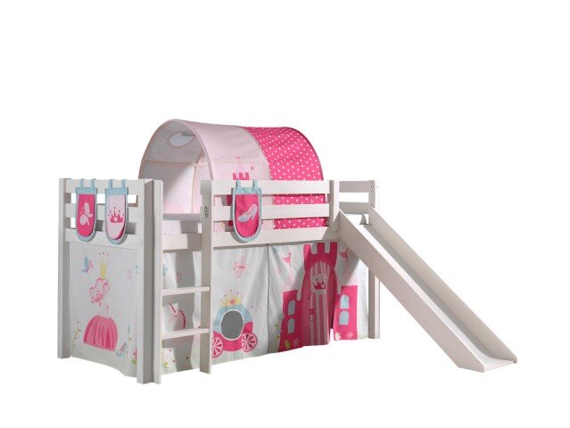 Spielbett >PINO< in Kiefer massiv weiß lackiert - 210x114x218 (BxHxT)