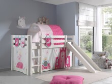 Spielbett >PINO< in Kiefer massiv weiß lackiert - 210x114x218 (BxHxT)