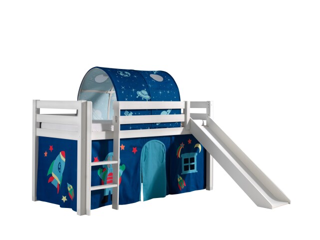 Spielbett >PINO< in Kiefer massiv weiß lackiert - 210x114x218 (BxHxT)