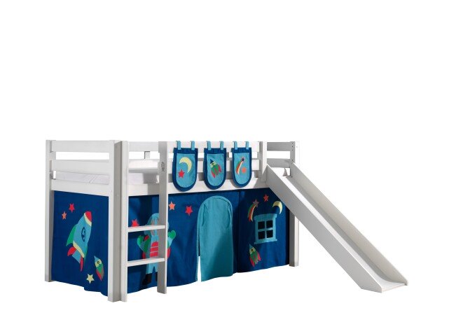 Spielbett >PINO< in Kiefer massiv weiß lackiert - 210x114x218 (BxHxT)